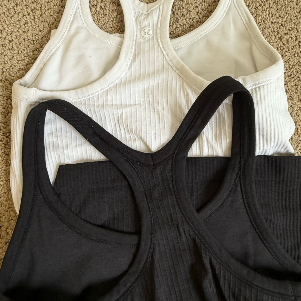 Lululemon Athletica Ribbed Sleeveless Tank Top White and Black
